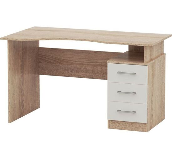 Стол «Гарвард» эргономик 130 3ящ ЛВ, Дуб сонома/Белый, изображение 2 | Интернет магазин мебели и декора LifeDekor