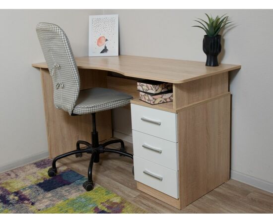 Стол «Гарвард» эргономик 130 3ящ ЛВ, Дуб сонома/Белый, изображение 4 | Интернет магазин мебели и декора LifeDekor