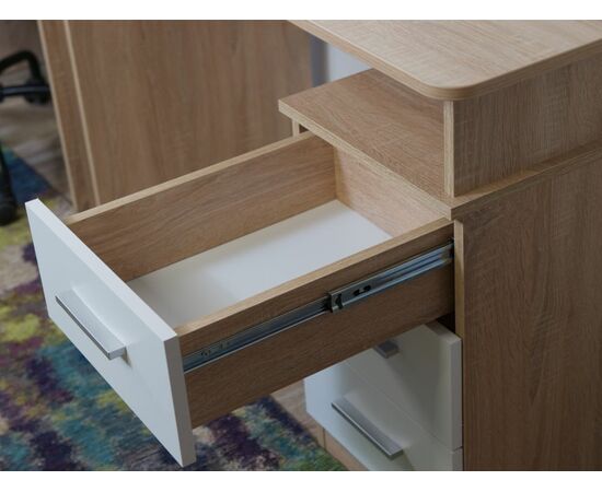 Стол «Гарвард» эргономик 130 3ящ ЛВ, Дуб сонома/Белый, изображение 6 | Интернет магазин мебели и декора LifeDekor