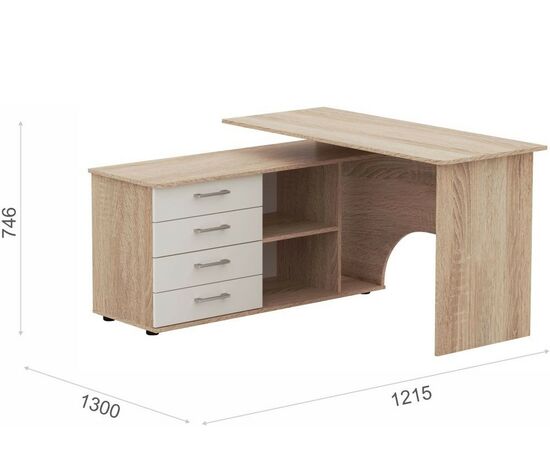 Стол «Гарвард» ЛВ 130х120, Дуб сонома/Белый, изображение 3 | Интернет магазин мебели и декора LifeDekor