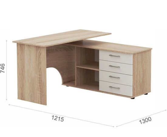 Стол «Гарвард» ПР 130х120, Дуб сонома/белый, изображение 3 | Интернет магазин мебели и декора LifeDekor