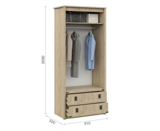 Шкаф «Валенсия» 2д2ящ, Дуб сонома, изображение 4 | Интернет магазин мебели и декора LifeDekor
