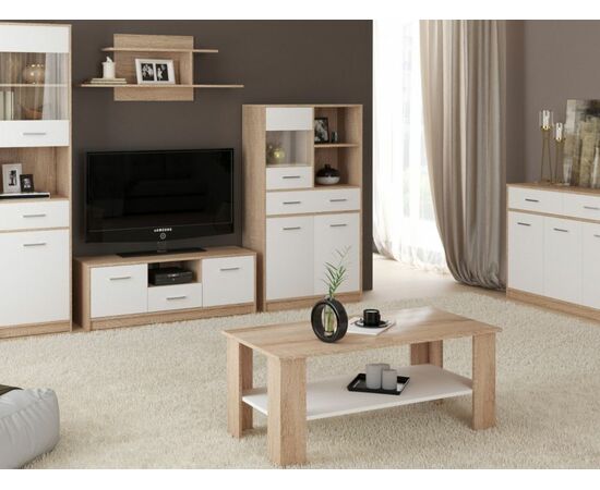 Стенка «Стелс» с комодом, Дуб сонома/белый, изображение 2 | Интернет магазин мебели и декора LifeDekor