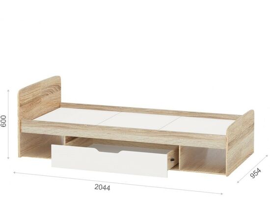 Кровать «Стелс» 90, Дуб сонома/белый, изображение 3 | Интернет магазин мебели и декора LifeDekor