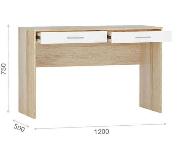 Стол «Стелс» 120 2ящ, Дуб сонома/белый, изображение 3 | Интернет магазин мебели и декора LifeDekor