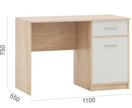 Стол «Стелс» 110 1д1ящ, Дуб сонома/белый, изображение 3 | Интернет магазин мебели и декора LifeDekor