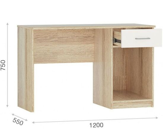 Стол «Стелс» 120 1д1ящ, Дуб сонома/белый, изображение 3 | Интернет магазин мебели и декора LifeDekor