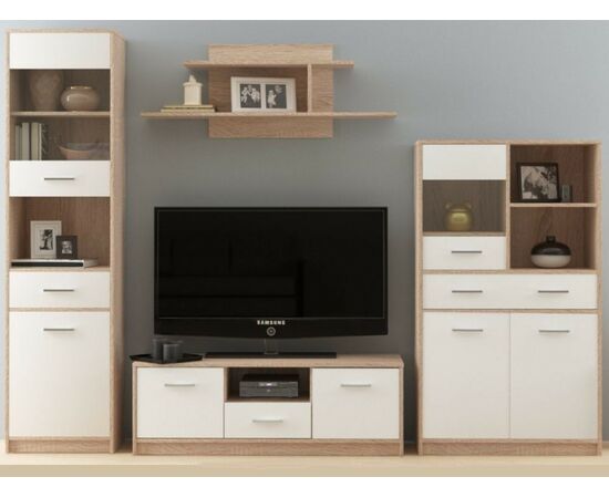 Тумба ТВ «Стелс» 2д1ящ, Дуб сонома/белый, изображение 4 | Интернет магазин мебели и декора LifeDekor