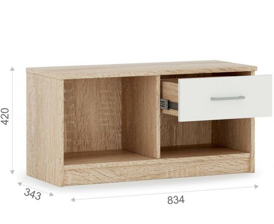 Тумба «Стелс» 1д1ящ, Дуб сонома/белый, изображение 3 | Интернет магазин мебели и декора LifeDekor