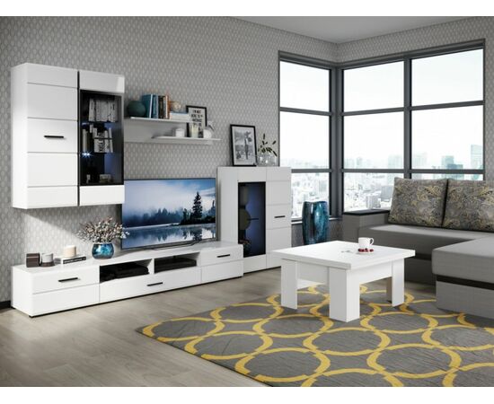 Стенка «Йорк» с комодом, Белый/белый глянец, изображение 4 | Интернет магазин мебели и декора LifeDekor