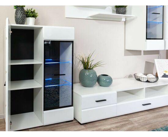 Стенка «Йорк» с комодом, Белый/белый глянец, изображение 6 | Интернет магазин мебели и декора LifeDekor