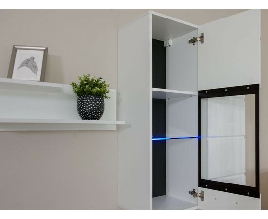 Стенка «Йорк» с витринами, Белый/белый глянец, изображение 4 | Интернет магазин мебели и декора LifeDekor