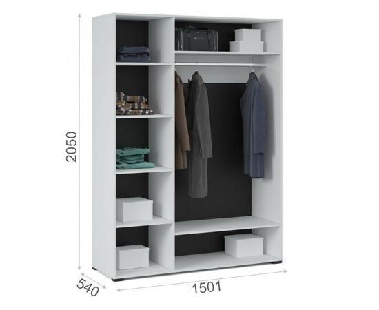 Шкаф «Йорк» 3дв, Белый/белый глянец, изображение 3 | Интернет магазин мебели и декора LifeDekor