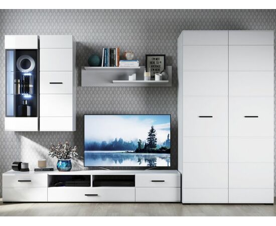 Стенка «Йорк» со шкафом, Белый/белый глянец, изображение 2 | Интернет магазин мебели и декора LifeDekor