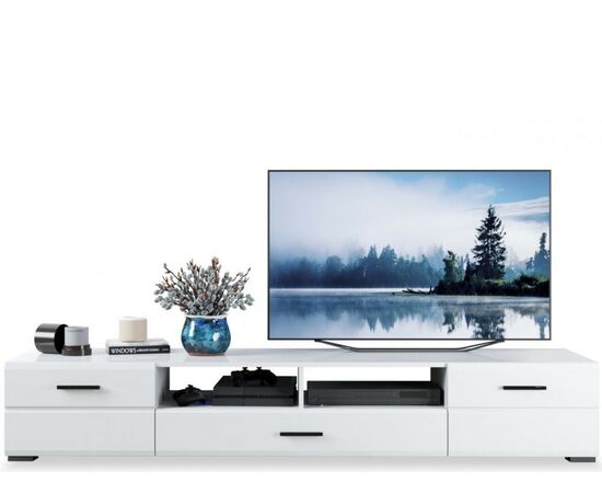 Тумба ТВ «Йорк» 2д1ящ, Белый/белый глянец, изображение 2 | Интернет магазин мебели и декора LifeDekor