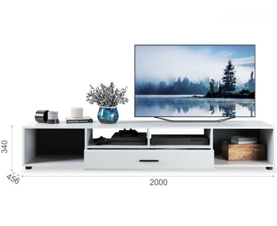 Тумба ТВ «Йорк» 2д1ящ, Белый/белый глянец, изображение 3 | Интернет магазин мебели и декора LifeDekor