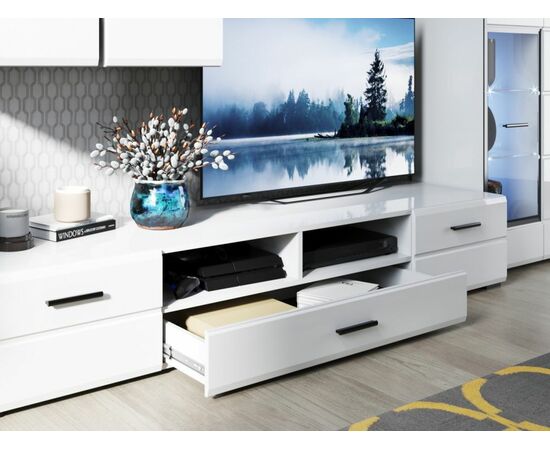 Тумба ТВ «Йорк» 2д1ящ, Белый/белый глянец, изображение 5 | Интернет магазин мебели и декора LifeDekor