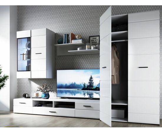 Шкаф «Йорк» 2дв, Белый/белый глянец, изображение 4 | Интернет магазин мебели и декора LifeDekor