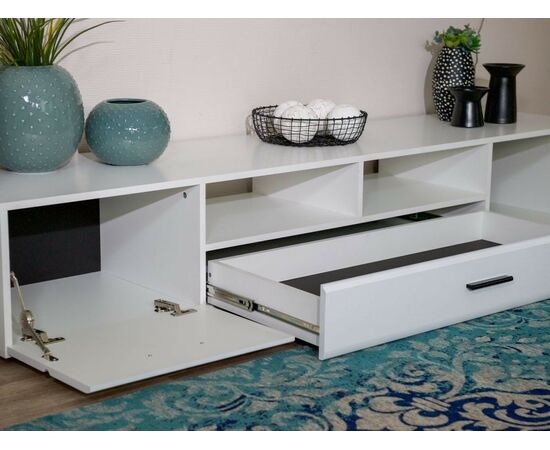 Тумба ТВ «Йорк» 2д1ящ, Белый/белый глянец, изображение 7 | Интернет магазин мебели и декора LifeDekor