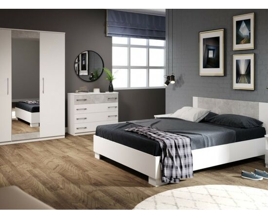 Спальня «Аврора» 3дв шк, Белый/Ателье светлый | Интернет магазин мебели и декора LifeDekor