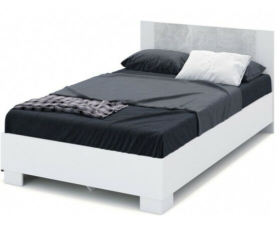 Кровать «Аврора» 120*200 (основание ЛДСП), Белый/Ателье светлый | Интернет магазин мебели и декора LifeDekor