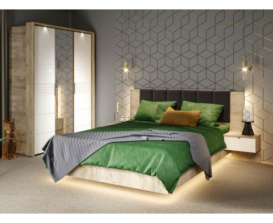 Спальня «Джулия» 3 дв шк, Крафт серый/белый глянец | Интернет магазин мебели и декора LifeDekor