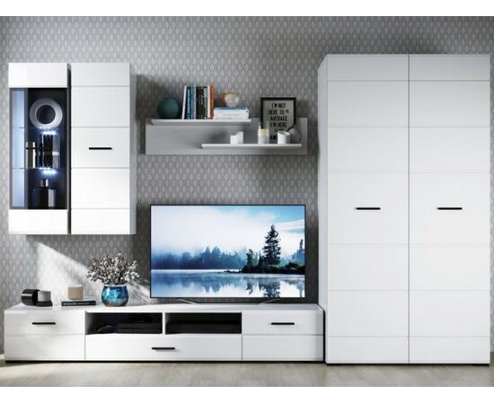 Стенка «Йорк» со шкафом, Белый/белый глянец | Интернет магазин мебели и декора LifeDekor