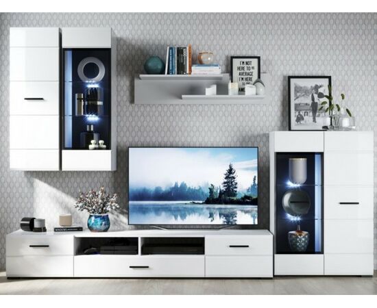 Стенка «Йорк» с комодом, Белый/белый глянец | Интернет магазин мебели и декора LifeDekor