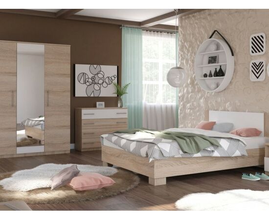 Спальня «Аврора» 3дв шк, Дуб сонома/Белый | Интернет магазин мебели и декора LifeDekor