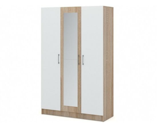 Шкаф «Алена» 3дв с зеркалом, Дуб сонома/Белый | Интернет магазин мебели и декора LifeDekor