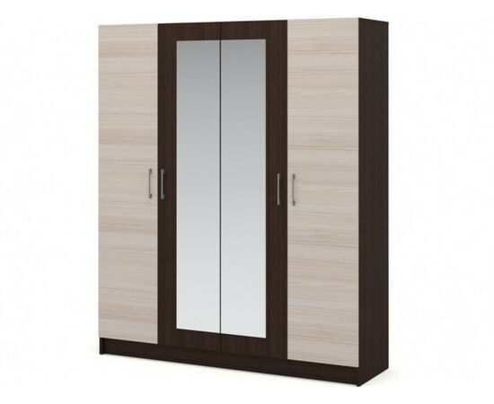 Шкаф «Алена» 4дв с зеркалом, Венге/Дуб молочный | Интернет магазин мебели и декора LifeDekor