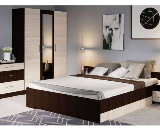 Спальня «Алена» 3 дв. шк, Венге/Дуб молочный | Интернет магазин мебели и декора LifeDekor