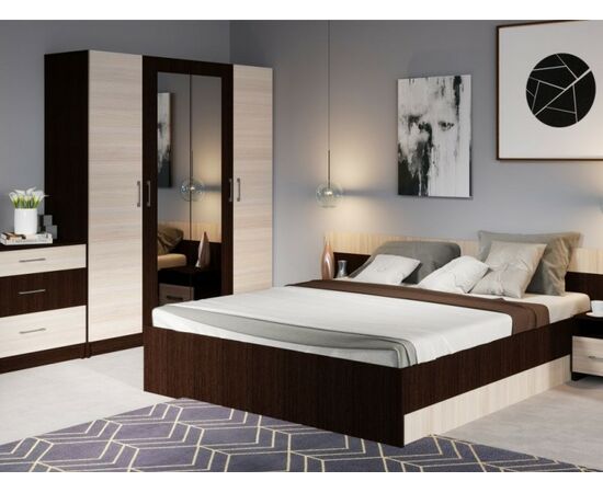 Спальня «Алена» 4 дв. шк, Венге/Дуб молочный | Интернет магазин мебели и декора LifeDekor