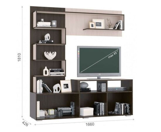 Стенка «Римини», Венге/дуб молочный, изображение 4 | Интернет магазин мебели и декора LifeDekor