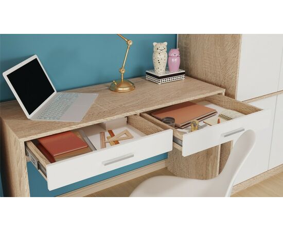 Стол «Стелс» 100 2ящ, Дуб сонома/белый, изображение 4 | Интернет магазин мебели и декора LifeDekor