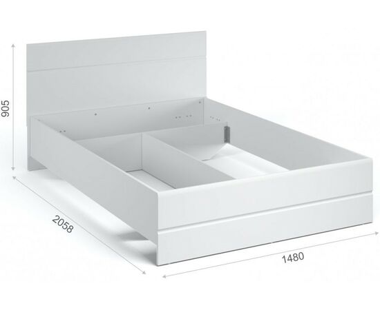 Кровать «Йорк» 140*200 без ламелей, Белый/белый глянец, изображение 3 | Интернет магазин мебели и декора LifeDekor