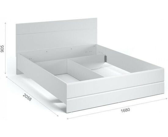 Кровать «Йорк» 160*200 без ламелей, Белый/белый глянец, изображение 3 | Интернет магазин мебели и декора LifeDekor