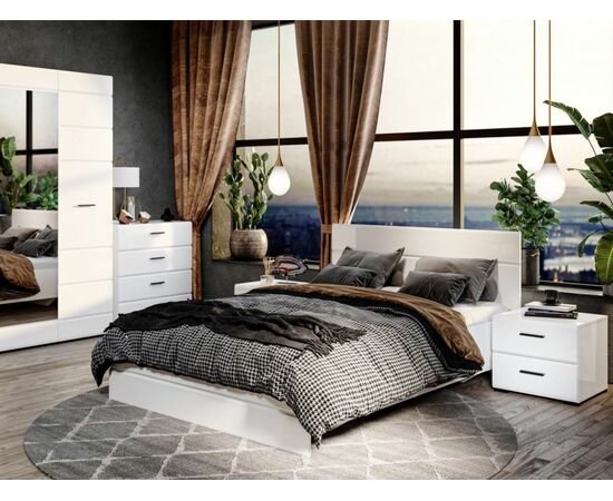 Спальня «Йорк-1», Белый/белый глянец, изображение 3 | Интернет магазин мебели и декора LifeDekor