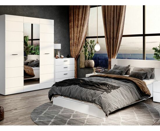 Кровать «Йорк» 160*200 (подъемник), Белый/белый глянец, изображение 4 | Интернет магазин мебели и декора LifeDekor