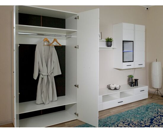 Шкаф «Йорк» 2дв, Белый/белый глянец, изображение 5 | Интернет магазин мебели и декора LifeDekor