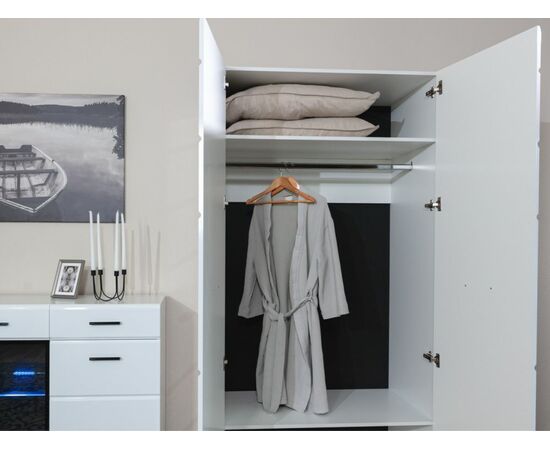 Шкаф «Йорк» 2дв, Белый/белый глянец, изображение 6 | Интернет магазин мебели и декора LifeDekor