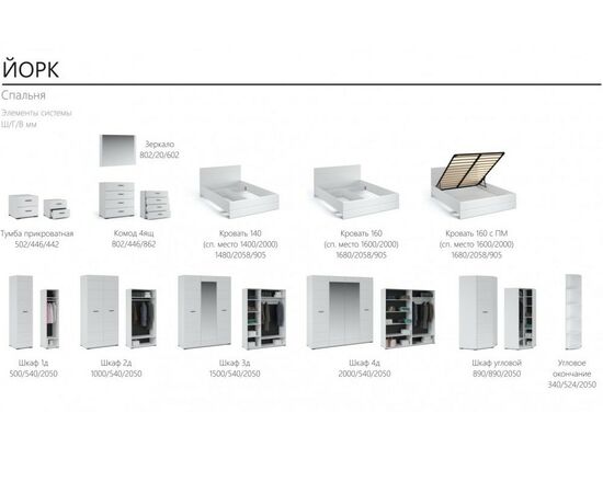 Шкаф «Йорк» 1дв, Белый/белый глянец, изображение 4 | Интернет магазин мебели и декора LifeDekor