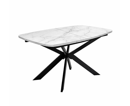 Стол DikLine B140 Мрамор Кристал белый/опоры черные | Интернет магазин мебели и декора LifeDekor