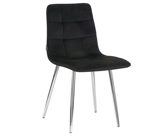 Стул обеденный DOBRIN ALEX, хром ножки, черный велюр (V108-77),, Вариант: хром ножки, черный велюр (V108-77), | Интернет магазин мебели и декора LifeDekor