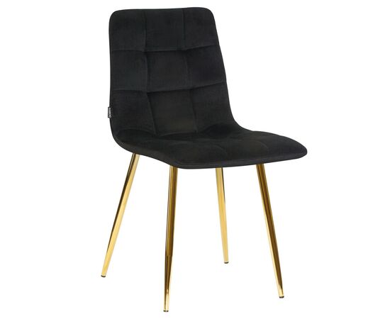 Стул обеденный DOBRIN ALEX, золотые ножки, черный велюр (V108-77),, Вариант: золотые ножки, черный велюр (V108-77), | Интернет магазин мебели и декора LifeDekor
