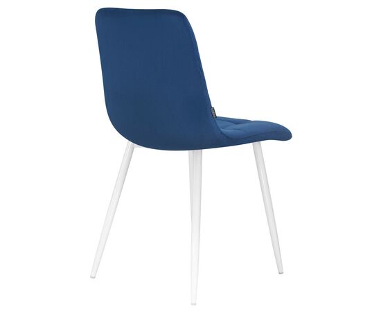 Стул обеденный DOBRIN ALEX, белые ножки, темно-синий велюр (V108-67), Вариант: белые ножки, темно-синий велюр (V108-67), изображение 4 | Интернет магазин мебели и декора LifeDekor