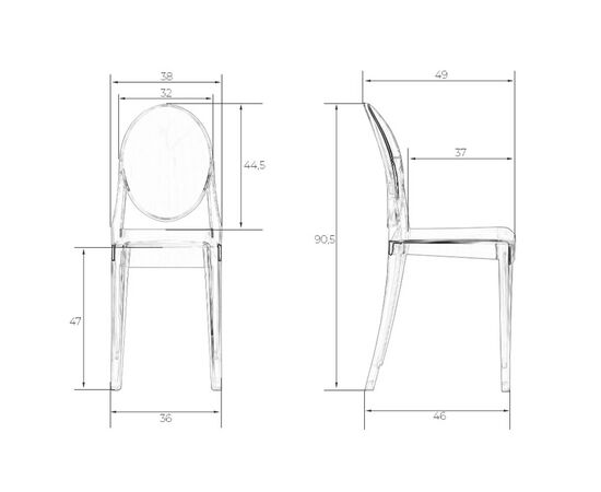Набор 4 шт Стул обеденный DOBRIN VICTORIA GHOST, цвет прозрачный, изображение 10 | Интернет магазин мебели и декора LifeDekor