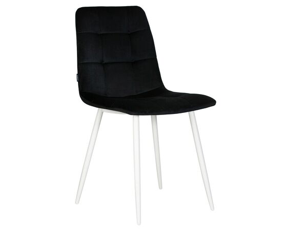 Стул обеденный DOBRIN CHILLY, Черный Holland 75, основание белое | Интернет магазин мебели и декора LifeDekor