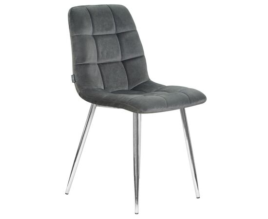 Стул обеденный DOBRIN ALEX, хром ножки, темно-серый велюр (V108-91), Вариант: хром ножки, темно-серый велюр (V108-91), изображение 2 | Интернет магазин мебели и декора LifeDekor