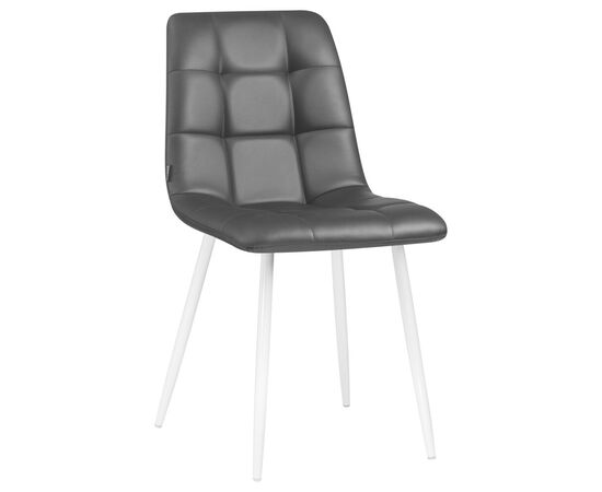 Стул обеденный DOBRIN ALEX, белые ножки, чёрная экокожа (P-01), Вариант: белые ножки, чёрная экокожа (P-01) | Интернет магазин мебели и декора LifeDekor